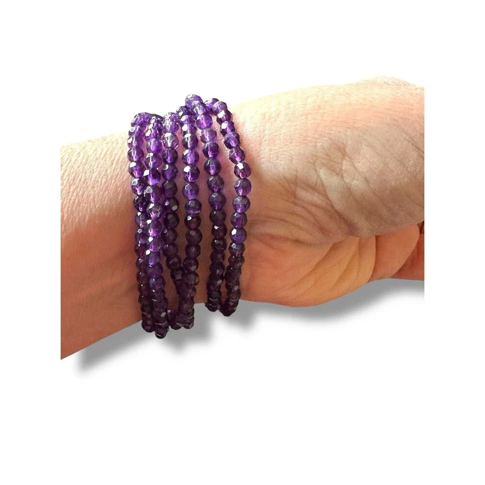 BRACELET BARBARA BIXBY AMETHYST GEMSTONE  FLOWER Multi-Strand SS 18K Box & Pouch